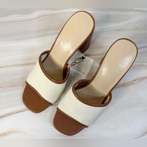 The Drop Women's Cream and Brown Mules. Size 9. NWT. Vegan Leather